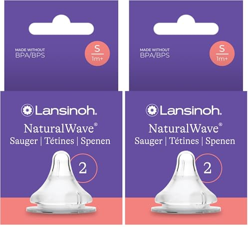 Lansinoh NaturalWave Sauger, Gr. S - langsamer Milchfluss, 2 Stück (2er Pack)