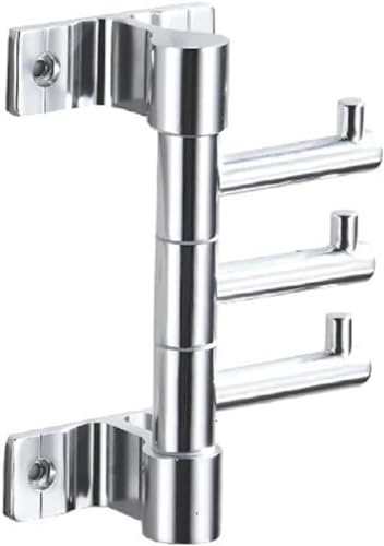 Swivel Towel Hooks Wall Coat Rack with 3 Arms, Towel Hooks for Bathrooms Swivel Coat Rack Hat Rack Wall Mount Key Holder Hanger (Silver, 3 Swivel Arms)