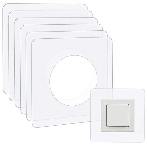 ShnminEU Protección para interruptor de luz para pared, 6 unidades, protector de papel pintado transparente para enchufe de 1 enchufe e interruptor de luz, protector de papel pintado adecuado para
