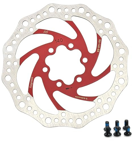 Yongness Fahrradbremsscheibenrotor 140 mm/160 mm/180 mm/203 mm, Edelstahl-Fahrradbremsscheibe mit 6 Schrauben, geeignet für die meisten Fahrräder, Rennrad, Mountainbike, BMX, MTB (Rot, 160mm)