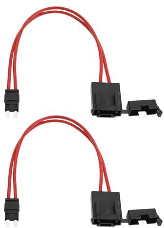 YINETTECH 2 Stück Auto-Sicherungshalter-Anschluss 32V 20 Ampere 16AWG Robuste Drahtverlängerung Sicherungshalter-Anschluss für Fahrzeuge mit 4 Stück 20 A-Sicherungen für ATM/APM (23 cm Mini)