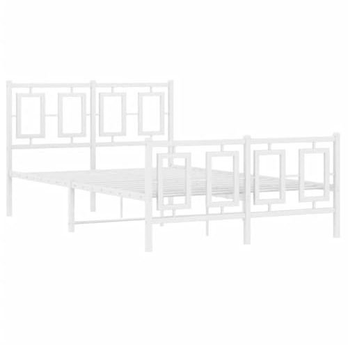 vidaXL Bedframe met hoofd- en voeteneinde metaal wit 120 x 190 cm