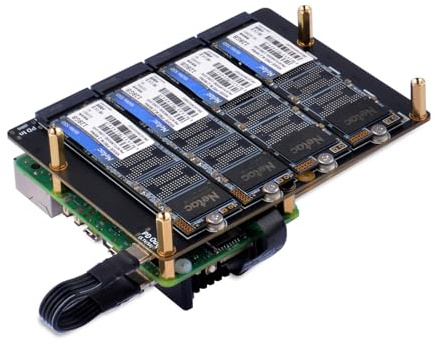 GeeekPi N16 Quad M.2 M-Key NVMe SSD Peripheral Board for Raspberry Pi 5, Support M.2 NVMe M-Key 2230/2242/2260/2280 SSDs