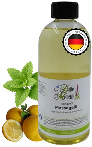 Dufte Momente Massageöl Zitrone-Melisse – 500 ml – Pflanzenölbasis mit ätherischen Ölen – frisch & harmonisch – für Massage & Wellness – vegan & Made in Germany