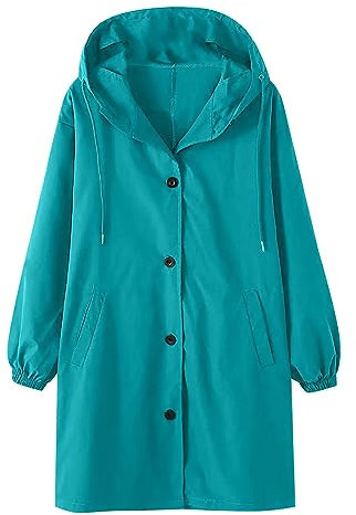 Trenchcoat Damen Lang Mit Kapuze | Windjacke Damen Leicht Atmungsaktiv Einfarbig Outdoorjacke Mit Taschen Grosse Grössen Wintermantel Langarm Revers Kapuzejacke Wintermantel Wanderjacke Übergangsjacke