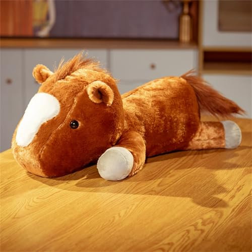 champracer Kuschelkissen Kinder Pferdkissen, Weiche Flauschige Zierkissen Sofakissen Pferd Dekokissen Plüschkissen für Baby Kinder Erwachsene (Braunes Pferd,70 cm)