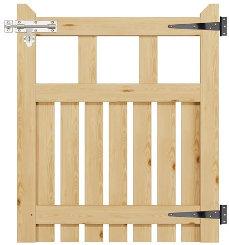 INMOZATA Garden Gate Wooden Pedestrian Gate with Gate Lock and Hinge, 2.5ft Wide x 3ft High (76cm Wide x 90cm High)