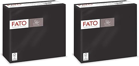 Fato - Einweg-Papierservietten, Softness und Softness, Packung mit 40 Servietten, Größe 38x38 gefaltet in 4, 2-lagig, Farbe Schwarz, 100% reines Zellulosepapier, FSC-zertifiziert (Packung mit 2)