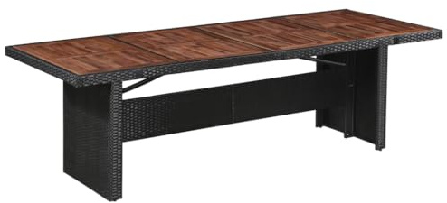 ChicAbode Gartentisch 240x90x74cm Terrassentisch Esstisch Gartenmöbel Balkontisch Terrassengarten Poly Rattan Massivholz Akazie