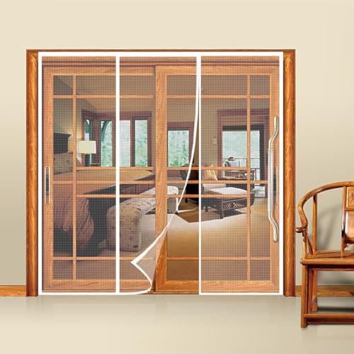 Fliegengitter - Einfacher Einbau für Französische Balkontüren Weiß 220x250cm