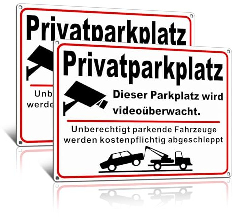 Gooviad Parken Verboten Schild 40x30cm Aluminium Reflektierend, Grundstück Wird Videoüberwacht Groß Metall für den Innen- und Außenbereich x2