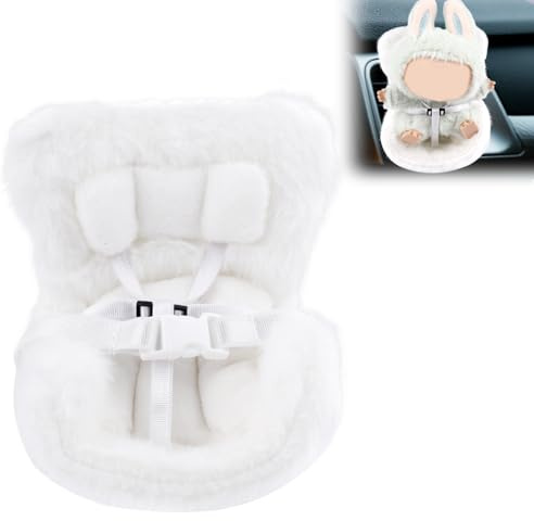 Dolls Car Seat, Decorative Car Plush Doll Sofa with Furry Cushion & Fragrant Tablets Cute Air Vents Chair Ornaments Accessories for Display 3.94-6.69in Toy (White)