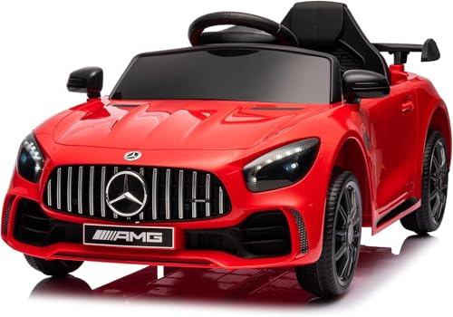 LALAHO Kinder Elektroauto AMG 12V Kinderauto Elektrisch Rot | Mercedes Benz mit 2,4G-Fernbedienung, Elektrofahrzeuge 2-türig
