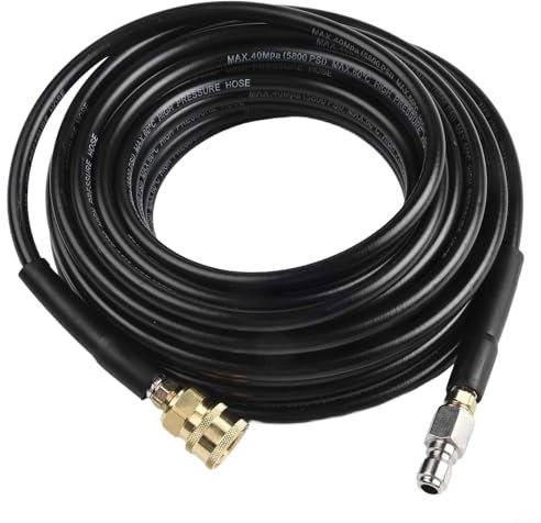 Feeshoppher Manguera de extensión para lavadora a presión de acero de 3/8 pulgadas para manguera de agua flexible trenzada con conexión rápida giratoria para limpiador de alta presión 2000 PSI (15 m)