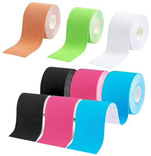 Galerie SV Kinesio Tape 6 Rotoli, 5m x 5cm Tape Kinesiologico, Elastico Impermeabile Tape Sportivo per Protezione Ginocchio, Articolazioni, Supporto Muscolare(6 Colori)