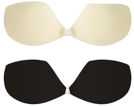 LEYBDER Stick On Bra for Women, Invisible Sticky Strapless Backless Push Up Bra with Adhesive Push up Bra, Reusable Silicone Adhesive Bra, No Slip Lift Support, Skin-Friendly Breathable Design