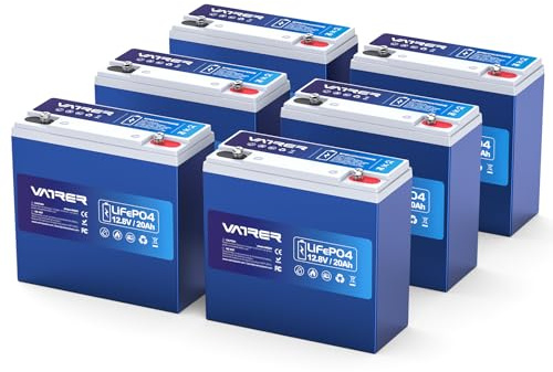 6 Pack 12V 20AH LiFePO4 Lithium Batterie mit 20A BMS 5000 Mal Tiefzyklus LiFePO4 Deep Cycle Batterien für Solarenergie, Kleine USV, Toröffner, Fischfinder-Camping im Freien