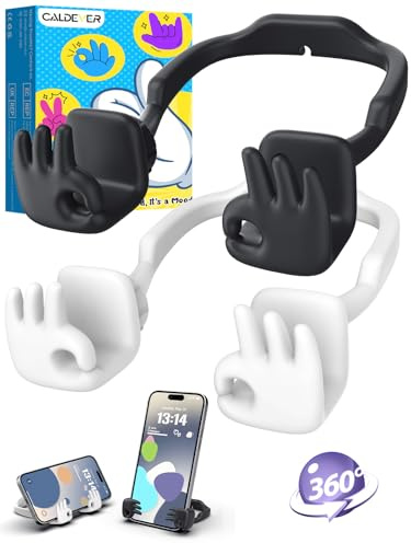 Stocking Stuffers for Teenage Boys Girls Mens Gifts Phone Stand for Desk | Christmas Funny Gifts for Men Women Kids Adults Stocking Fillers Black & White Upgrade Adjustable OK Sign Mobile Phone Holder