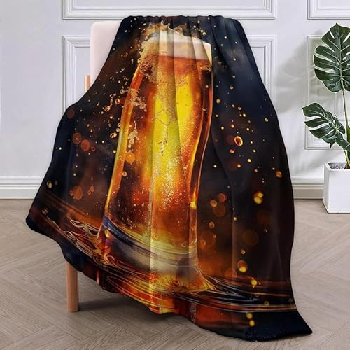 SJSXWQN Coperta Termica Birra Coperta Plaid Fluffy di Alta Qualità, Coperta Flanella in Microfibra Morbida Leggera, Coperta per Letto, Divano - 100x130 cm