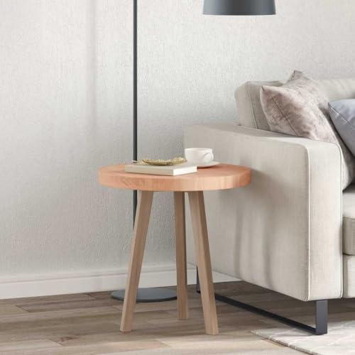 Plateau de table rond en chêne massif marron clair - Diamètre : 50 x 4 cm - Pour l'intérieur et l'extérieur - Finition noyer