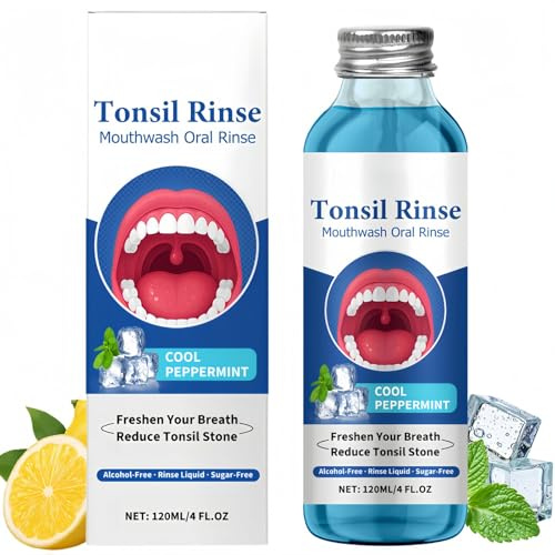 120ml Tonsil Stone Mouthwash & Remover,Fresh Travel Mouthwash for Adults,Whitening Tartar Remover,Gentle Formula for Bad Breath & Dry Mouth Relief, Mini Mouth Wash,Breath Freshener,Powerful,Portable