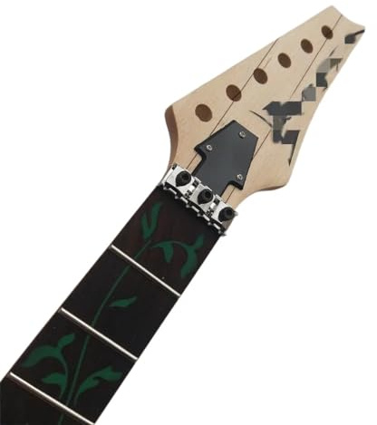 Mástil de guitarra eléctrica, 24 trastes, diapasón palisandro, estilo con incrustaciones vid verde
