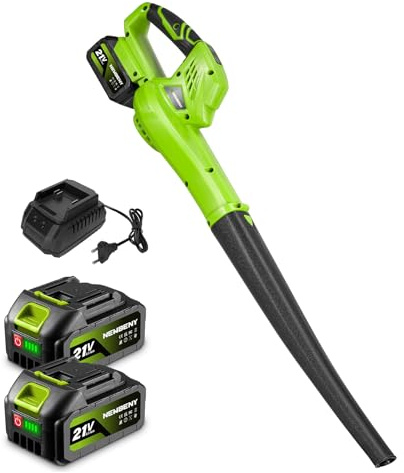 Newbeny Laubbläser Akku, Elektrischer Laubbläser | 21V 2×3.0Ah Akkus | Laubgebläse mit 280 MPH und 280 CFM für Garten, Terrasse, Hof, Einfahrten, Werkstatt und Autoreinigung