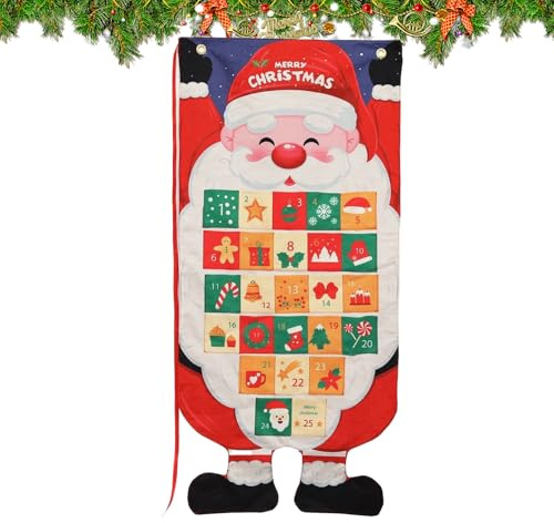 Calendrier de l'Avent en tissu | Décoration murale en tissu avec poches | Calendrier 24 jours de plaisir et d'activités – Pour salon, chambre à coucher, appartement, école, fête, hiver, activités