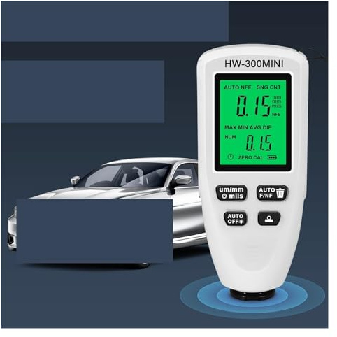 Schichtdickenmessgerät, 0-2000um Beschichtung Dicke Gauge Digitale Autolack Film Dicke Tester Metall Beschichtung Breite Messgerät Werkzeug(White)