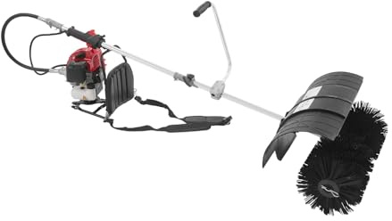 52CC 2.3HP Gas Powered Sweeper Broom Manual Start 2 Stroke Gas Handheld Sweeper 22.83 x 10.04in Power Broom Hand Push Turf Lawn Sweeper for Boulevards Driveways Lawns Walkways