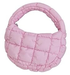 LYXYGMV Quiltad mini tygväska i mjuk nylon, vadderad nyckelficka, enkel handhållen väska, för skola, resor (stil 14)