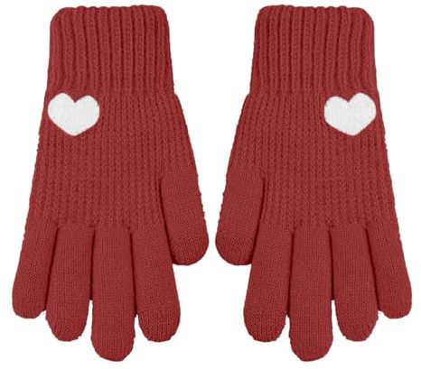 Generisch Lack Women's Warm Gloves with Full Fingers with Improved Anti-Glove Fleece Lining Latex Clothing (Red, One Size)