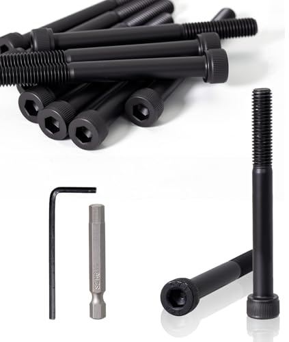 KINETOX 8 Piezas Tornillos de Cabeza Allen M8X100 Tornillos DIN 912 Negros | Tornillos M8 de Acero al Carbono con Rosca Parcial, Llave y Punta para Mecánica, Reparación, Automoción, Taller y Bricolaje