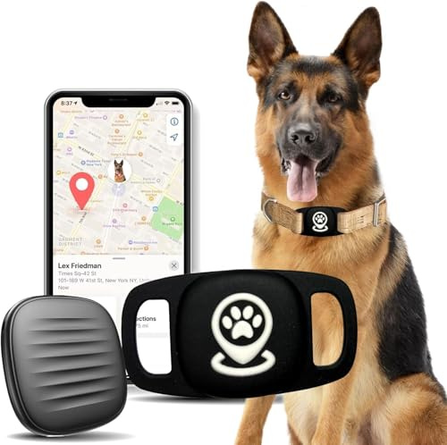Lnicez Dog Tracker, Pet Tracker with Dog Collar Tracker Holder, Dog Tracker with No Monthly Fees for Location Tracking, Work with Find My Only iOS, No GPS