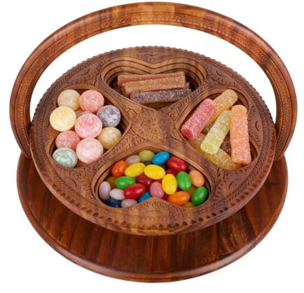 Cestino pieghevole per frutta in legno | Conservazione per caramelle in legno – Cestino per il pane pieghevole | Per appartamento cucina home office tavolo da pranzo picnic dormitorio soggiorno camera