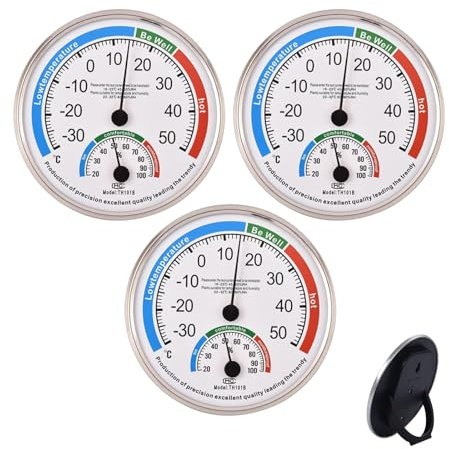 Analoges Hygrometer Thermometer Innen, 2 in 1 Thermometer mit Luftfeuchtigkeitsmesser, 13cm Großes Zifferblatt Termometer Wandmontage mit Stehstütze für Zuhause, Büro, Garten (3 Stück)