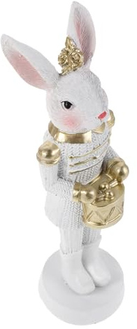 SHINEOFI Figurine Lapin Soldat Casse-Noisette Doré 17 Cm en Résine – Décoration de Pâques et Printemps – Sculpture Lapin de Pâques Originale pour Centre de Table et Accessoires de Fête