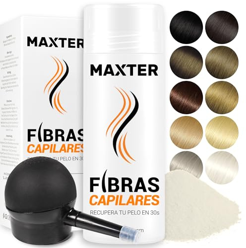Maxter Streuhaar zur Haarverdichtung WEIß + Spray Applikator - Haarpuder gegen Kaschierung von Haarausfall - Haarpuder Männer und Frauen - Mikrofaser in Pulverform - Hair Fiber