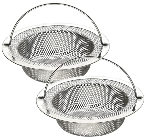 2 Stück Abflusssieb Küchenspüle, Sieb für Spülbecken mit Griff, Edelstahl Spülbecken Sieb 11 x 8 x 2 cm, Abfluss Schutz für Küche und Spüle