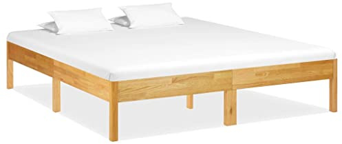 Owoxanthellate Massivholzbett Eiche 180x200 cm Modernes Design Robuste Doppelbett Rahmen aus massiver Eiche für Schlafzimmer Jugendzimmer