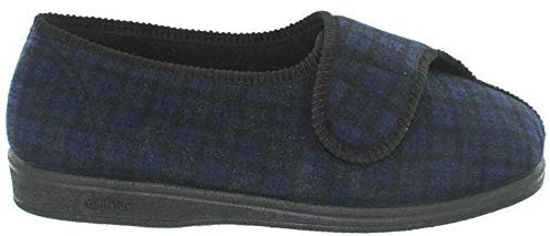 Mens Navy Nylon Super Wide Fitting Washable Velcro Fastening Slipper - Georgie - Navy - size UK Mens Size 10