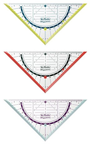 3x Herlitz Geometriedreieck my.pen / 16cm / 3 Farben
