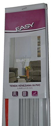 EMMEBI Tenda Veneziana veneziane in PVC 60 x 160 cm Lamella 25 mm orientabili Bianca Bianco