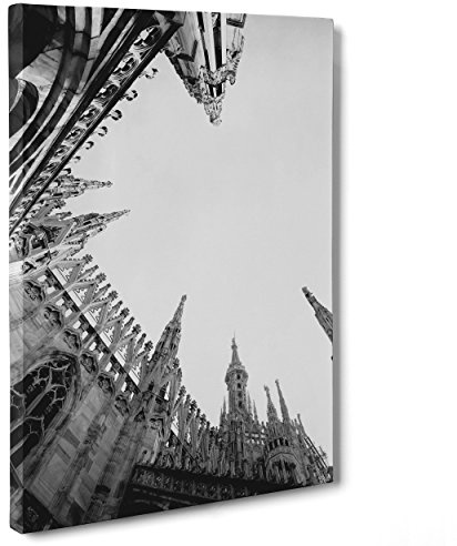 ConKrea Quadro su Tela Canvas - INTELAIATO - Pronto da Appendere - Duomo di Milano - Italia - Cattedrale - 30x40cm - Senza Cornice - (cod.1370)