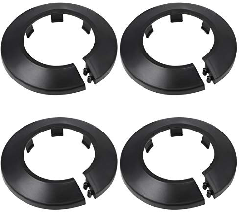 sourcing map 43mm Pipe Cover Decoration PP Plastic Water Pipe Escutcheon Black 4pcs