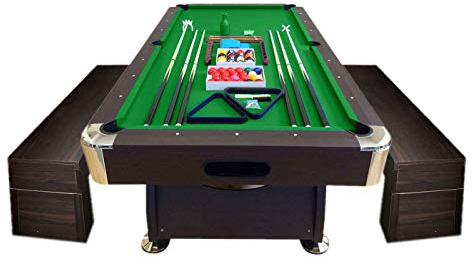 GRAFICA MA.RO S.R.L. Tavolo da Biliardo Professionale con Accessori per Carambola e Snooker - Biliardo da Adulti con Panche Contenitore - 8 Ft Vintage Verde