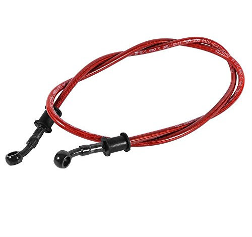 Keenso Motorrad Bremsschlauch, Motorrad 500mm-1200mm geflochtene Ölschlauch Stahl Brems und Kupplungs Ölschlauch Bremsleitung für die meisten Fahrräder, Enduro, Motocross (1200mm-rot) Auto-tuning