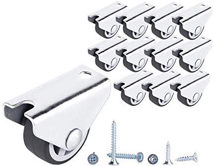 (Paquete de 12 piezas) Ruedas giratorias fijas de goma de 30 mm Ruedas resistentes Ruedas no giratorias para carrito de mesa de muebles (12)