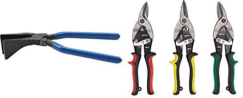 BGS 6161 | Abkant- und Falzzange | 45° abgewinkelt | 280 mm & Amazon Basics Durchlaufblechscheren-Set, 3-teilig, linker, rechter und gerader Schnitt