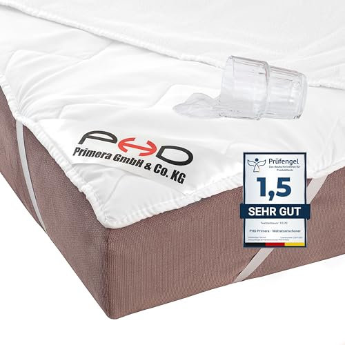 PHD Primera Wasserdichter Matratzenschoner 200x200 cm - 60°C waschbar u. Allergiker-empfohlen für mehr Hygiene im Bett. Matratzenauflage und Matratzenschutz für Matratze u. Boxspringbett f. 200 x 200